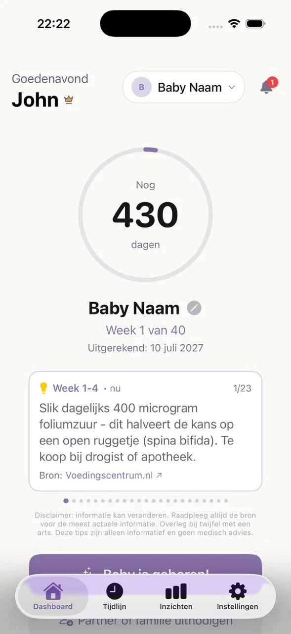 BabyNoel zwangerschapsoverzicht met weektips